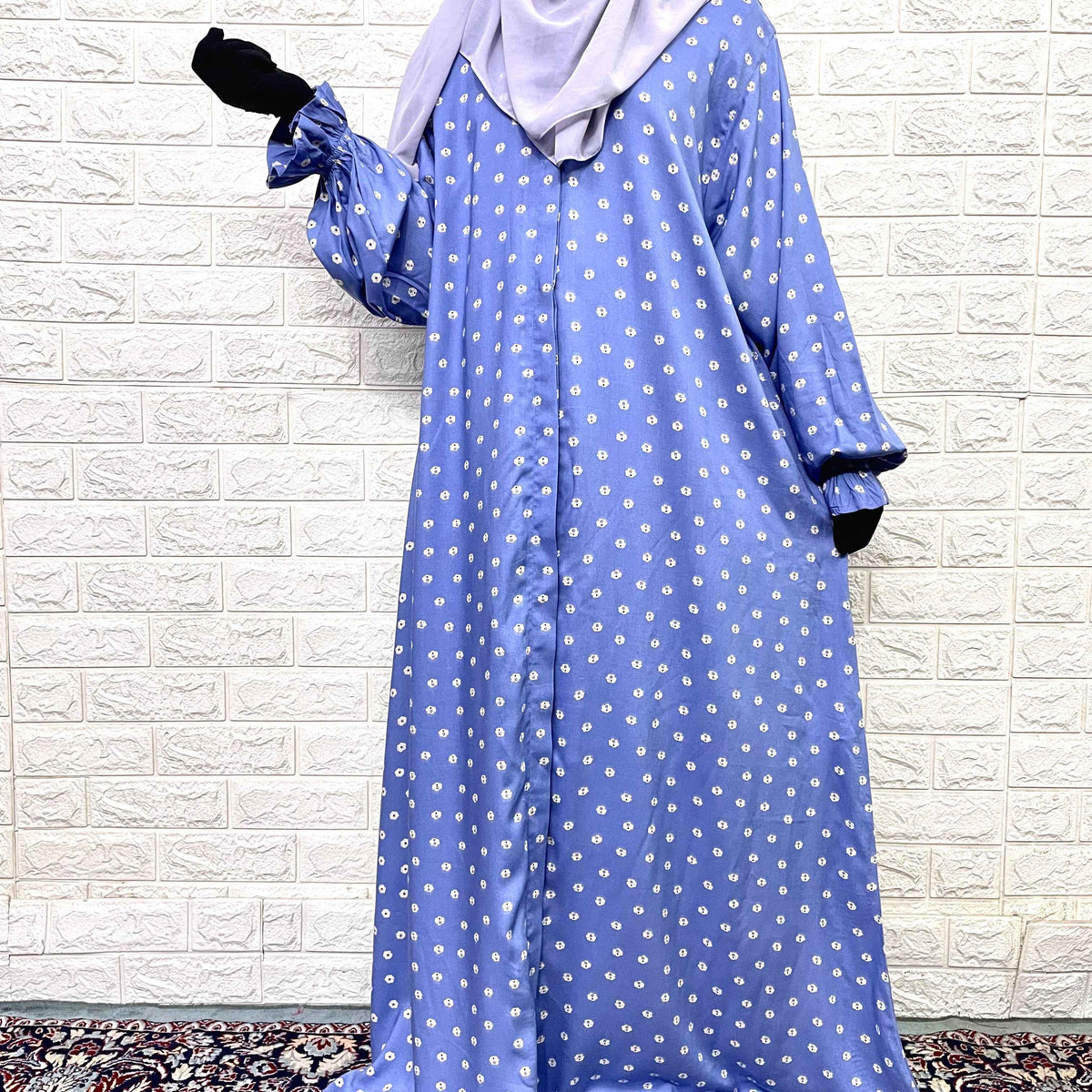 Front Open Abaya With Flower Sleeves