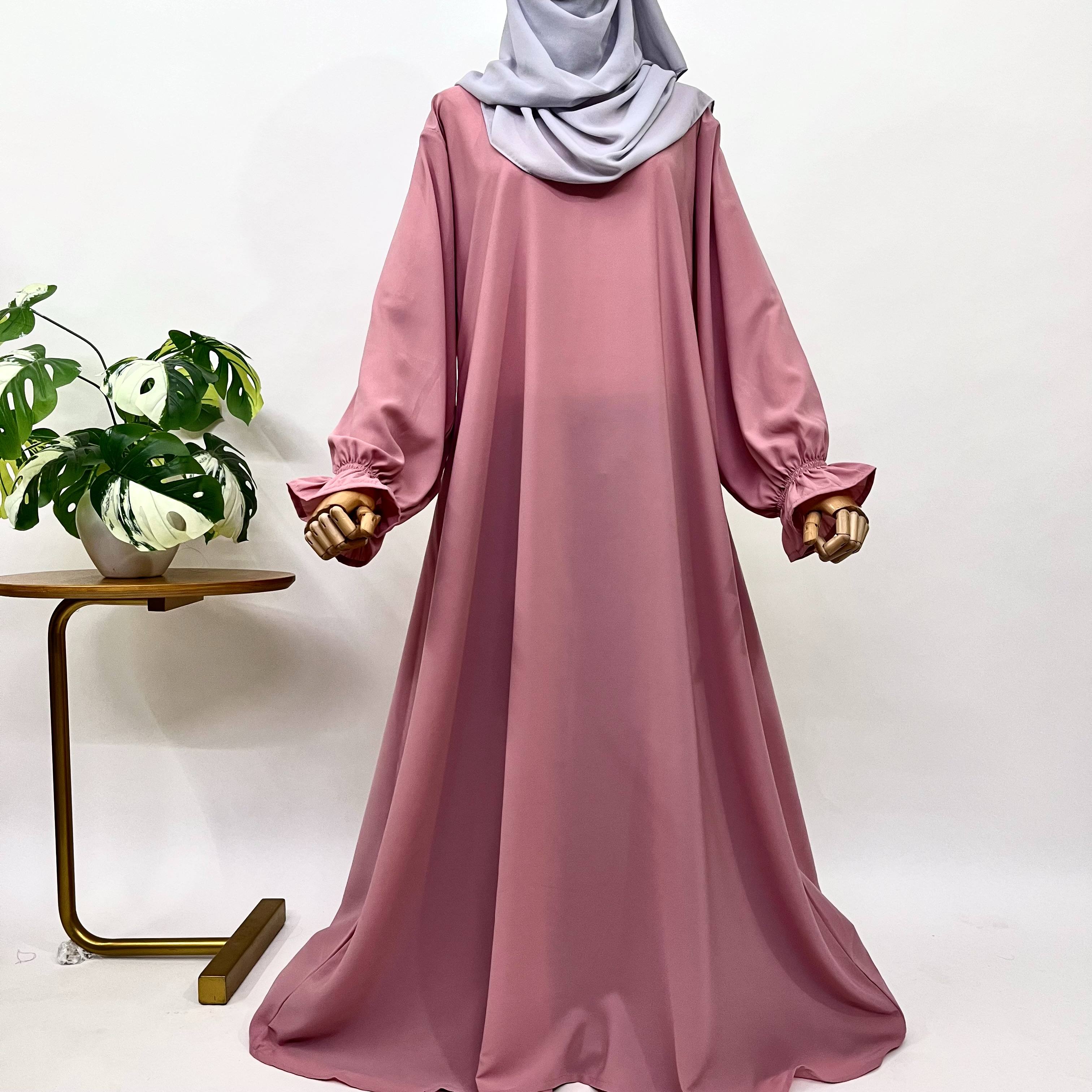 Pastel Pink Aline Abaya With Flower Sleeves