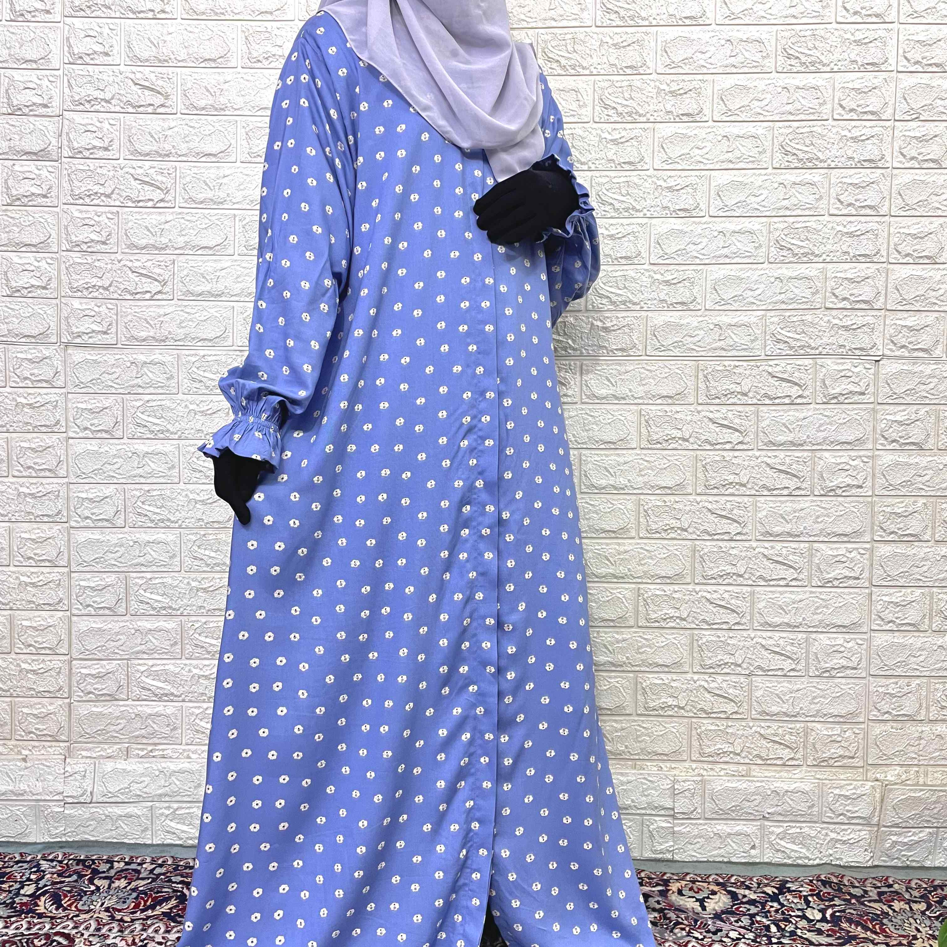 Front Open Abaya With Flower Sleeves