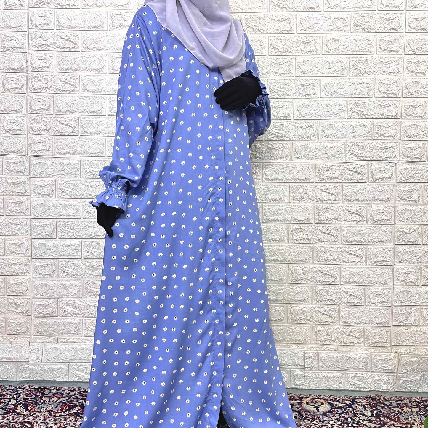 Front Open Abaya With Flower Sleeves