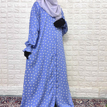 Front Open Abaya With Flower Sleeves