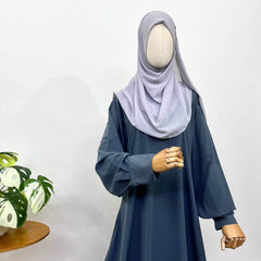 Grey Aline Abaya With Cuff Sleeves