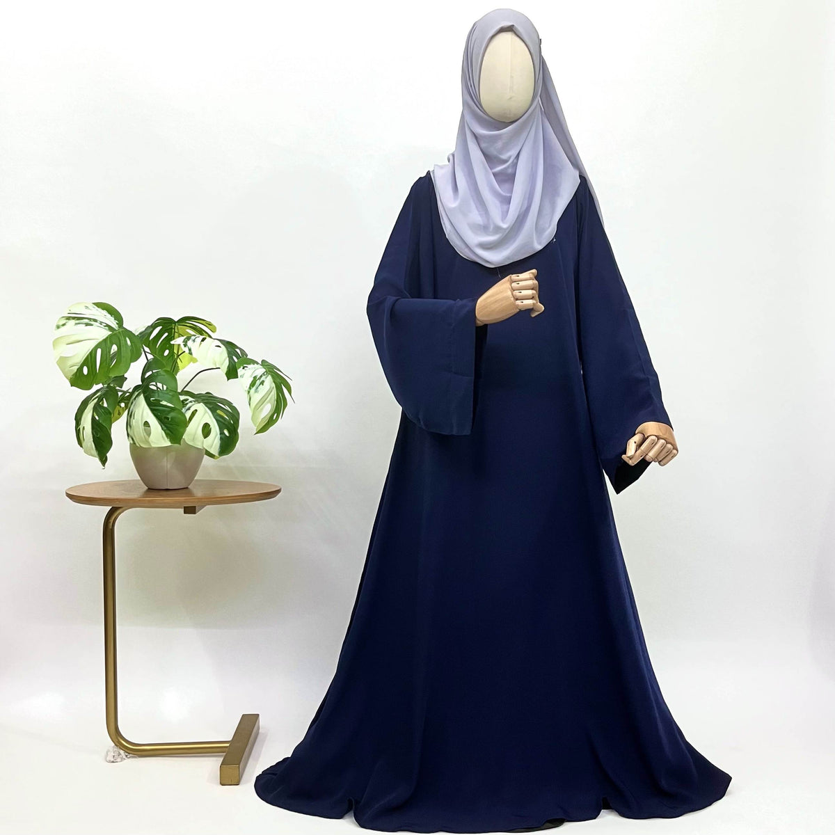 Basic A-Line Abaya With Elastic Sleeves