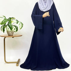 Basic A-Line Abaya With Elastic Sleeves