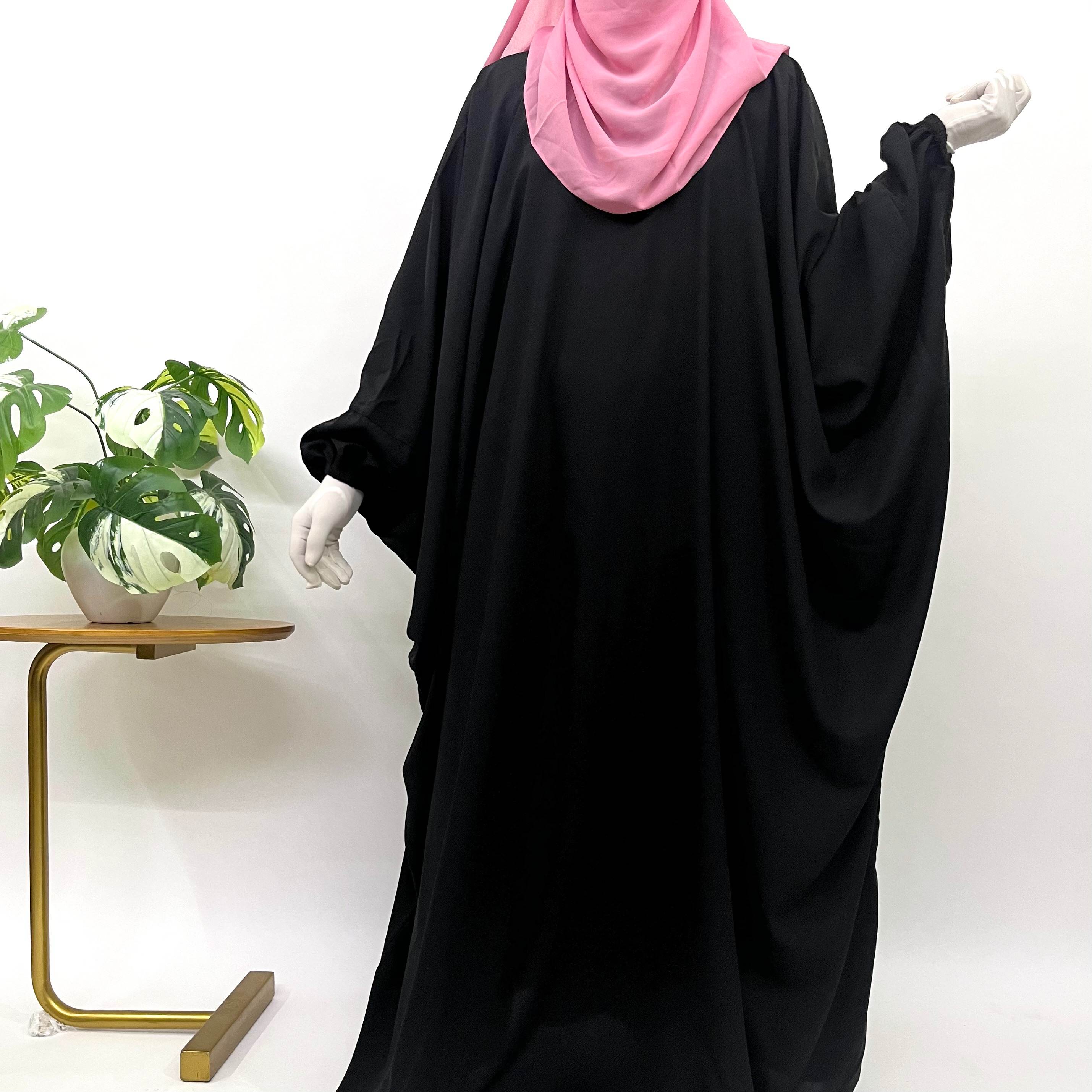 Black Kaftan Abaya Khimar Set