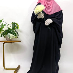 Black Kaftan Abaya With Elastic Sleeves