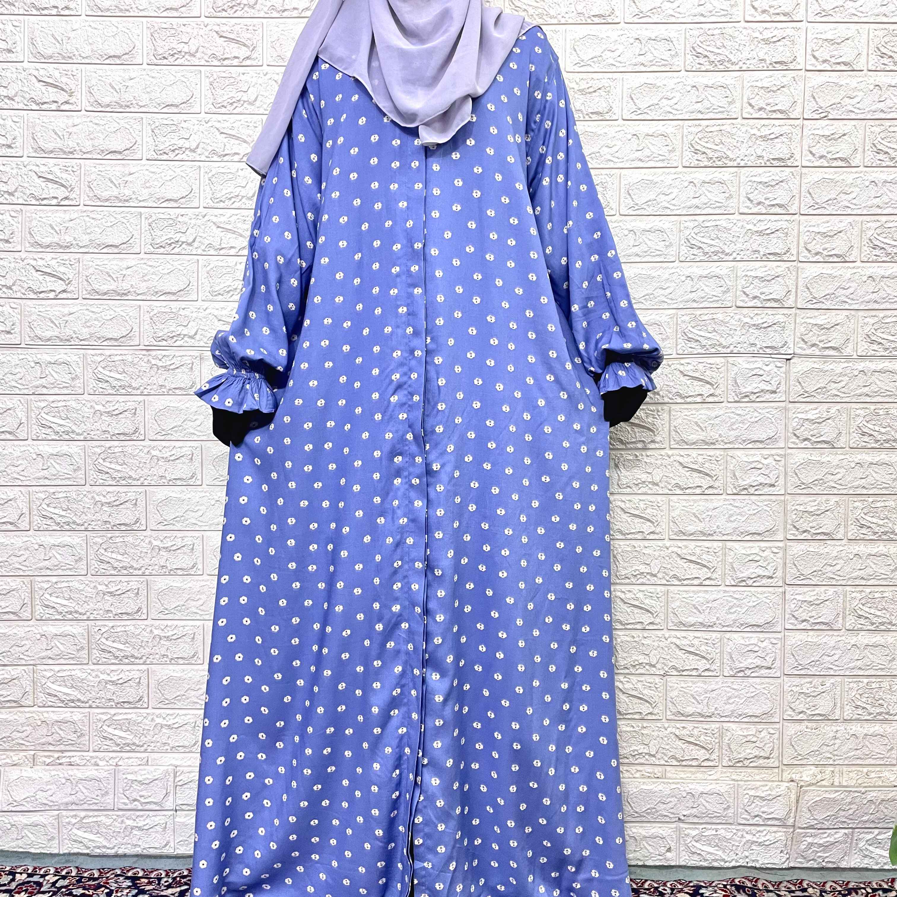 Front Open Abaya With Flower Sleeves