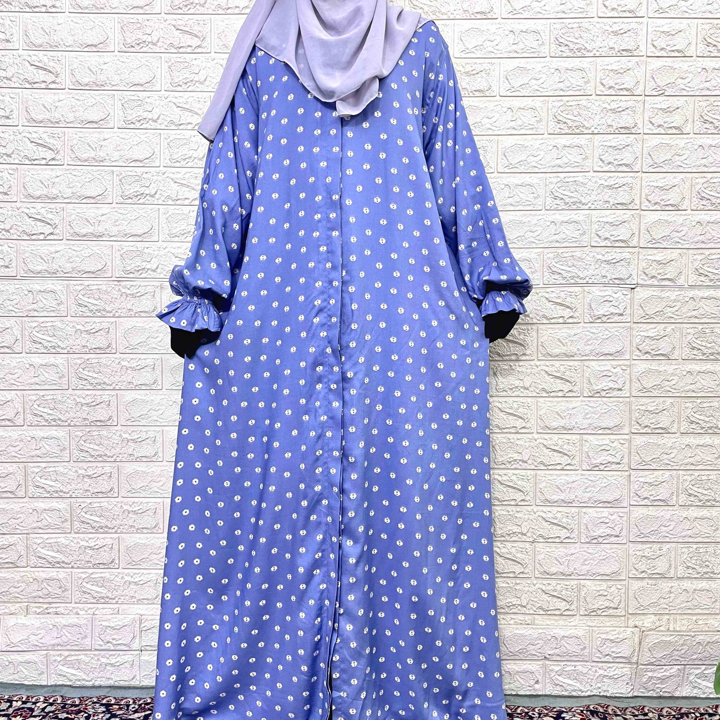 Front Open Abaya With Flower Sleeves