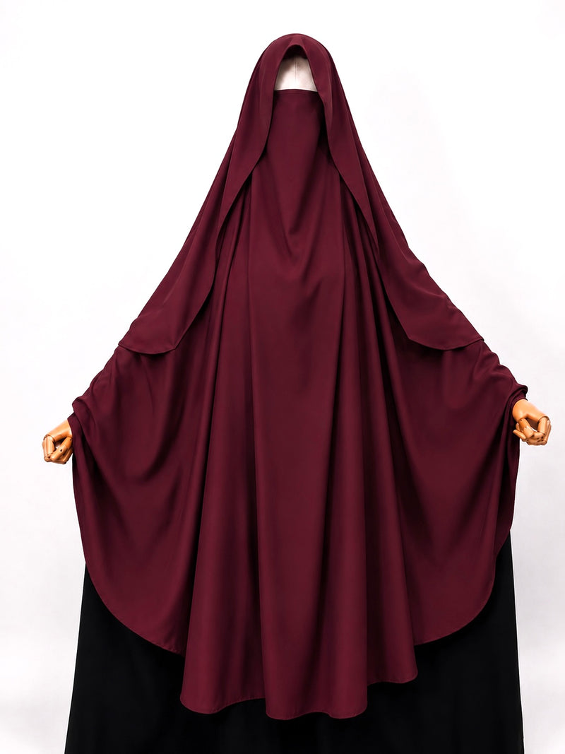 Maroon Awrah Khimar With Flap