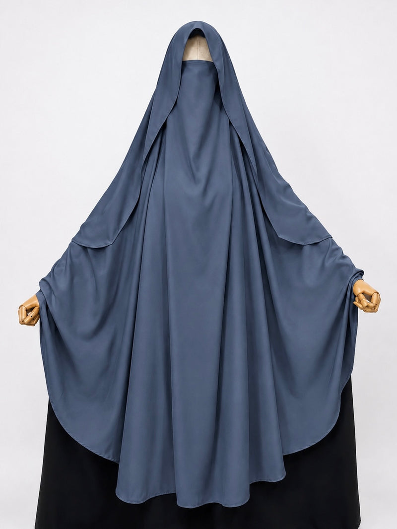 Gray Awrah Khimar With Flap