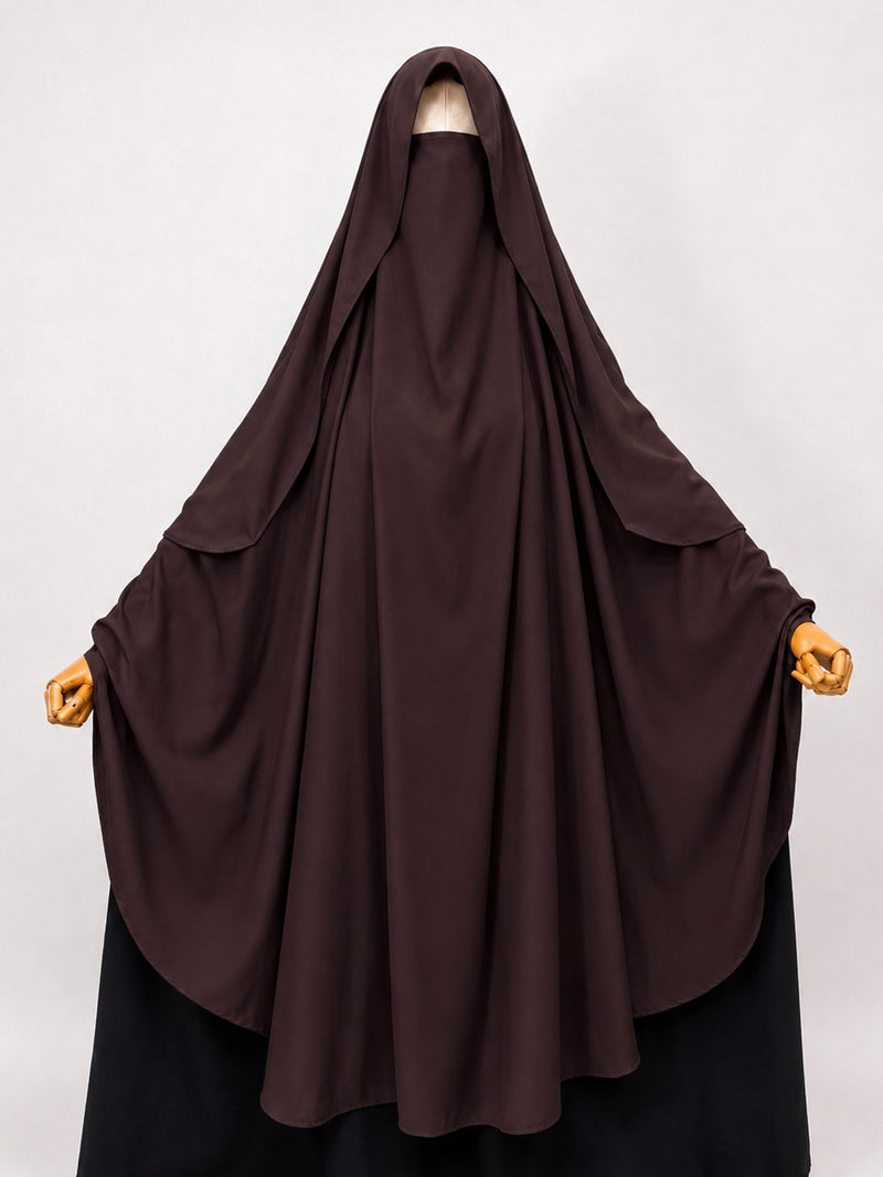 Brown Awrah Khimar With Flap