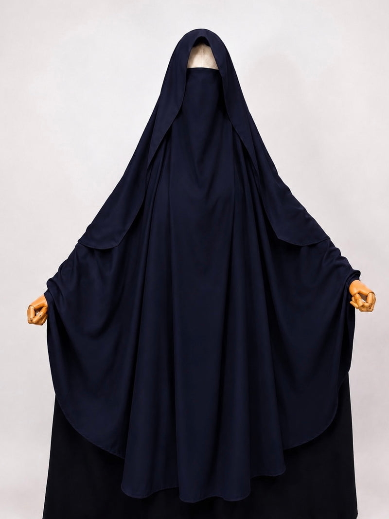 Navy Blue Awrah Khimar With Flap