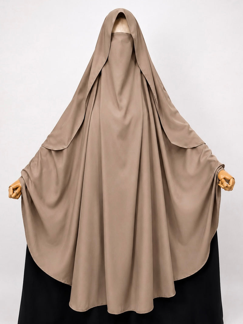 Beige Awrah Khimar With Flap