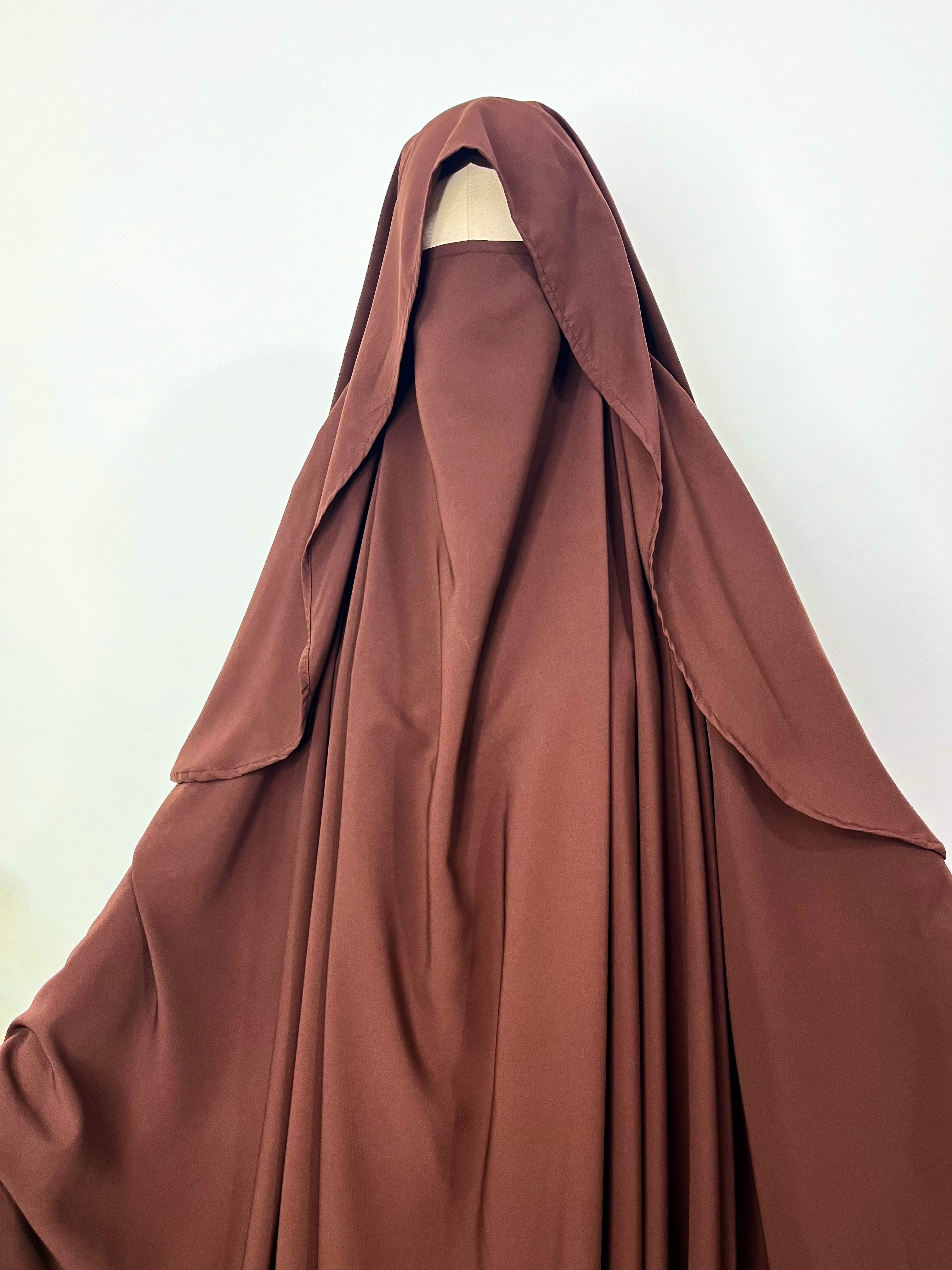 Brown Awrah Khimar With Flap