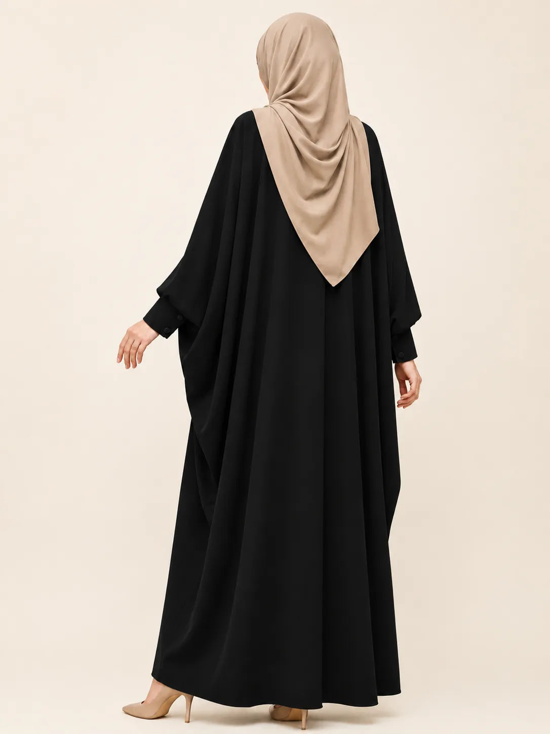 Black Front Open Kaftan Abaya