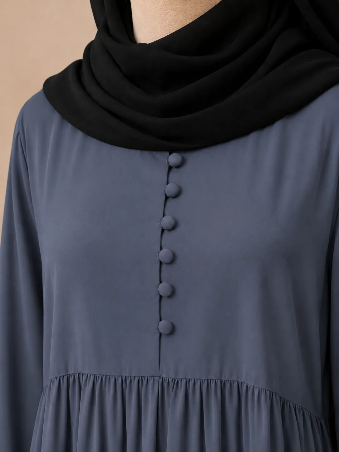 Grey Frills Abaya With Baggy Sleeves