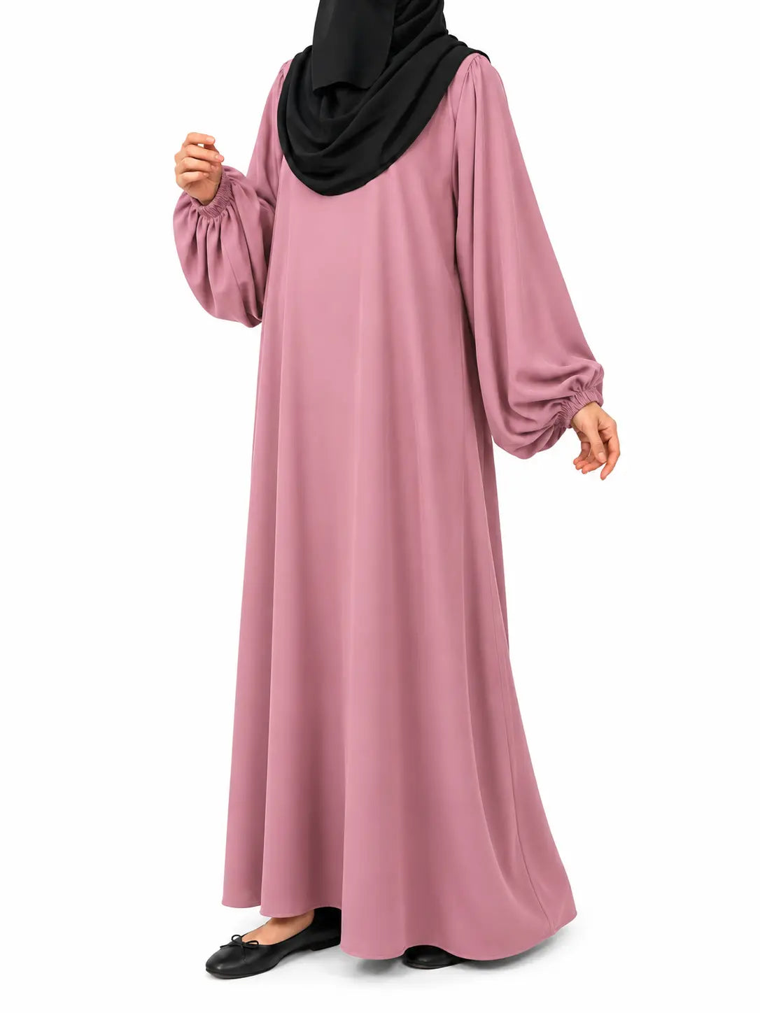 Pastel Pink Abaya With Baggy Sleeves
