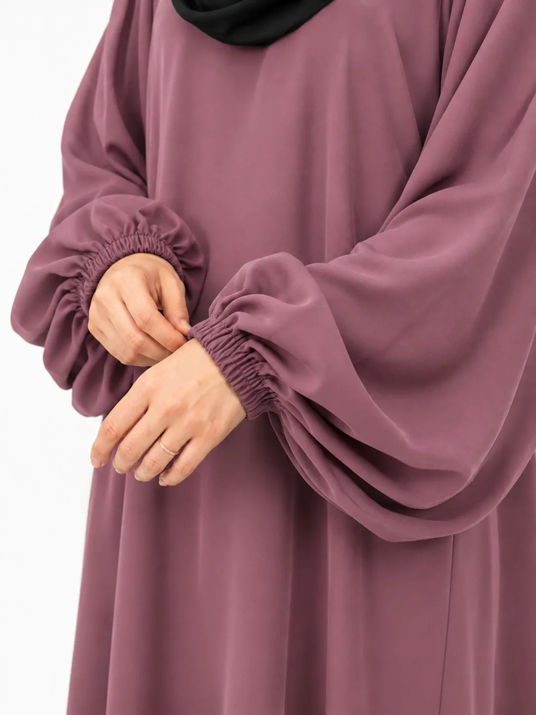 Dusty Mauve Basic Abaya With Baggy Sleeves