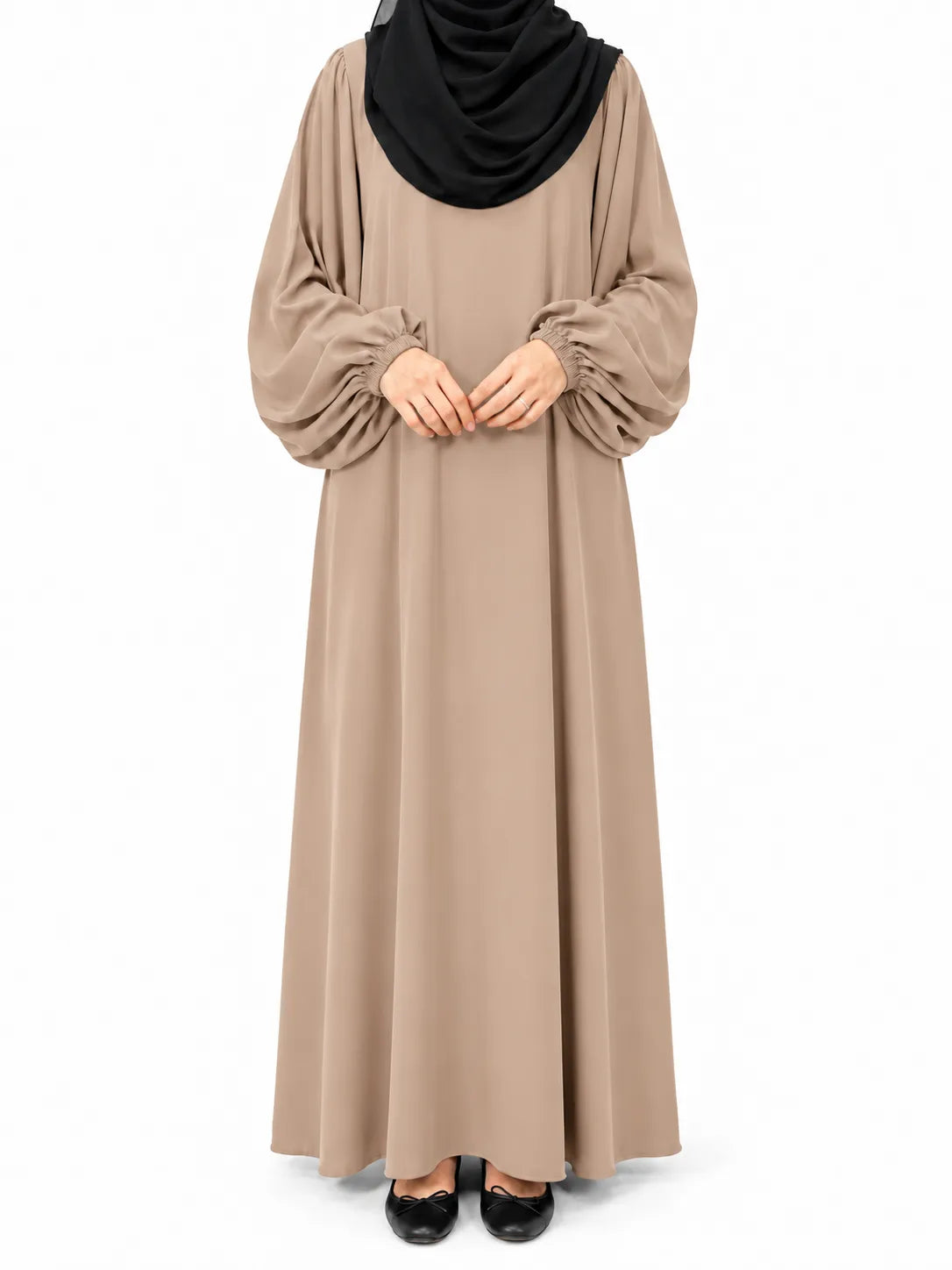 Beige Abaya With Baggy Sleeves