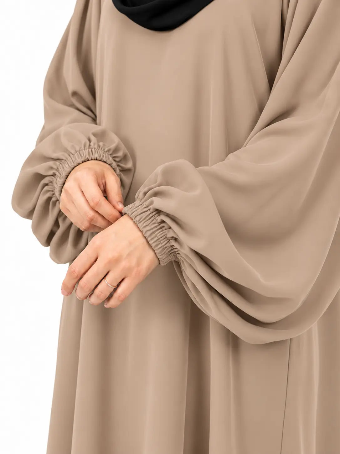 Beige Abaya With Baggy Sleeves
