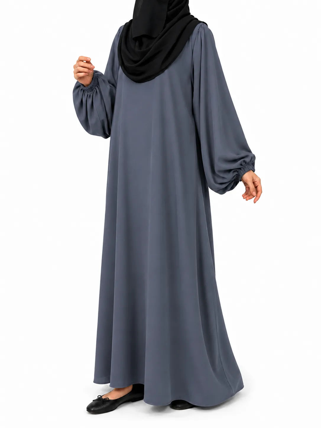 Gray Abaya With Baggy Sleeves