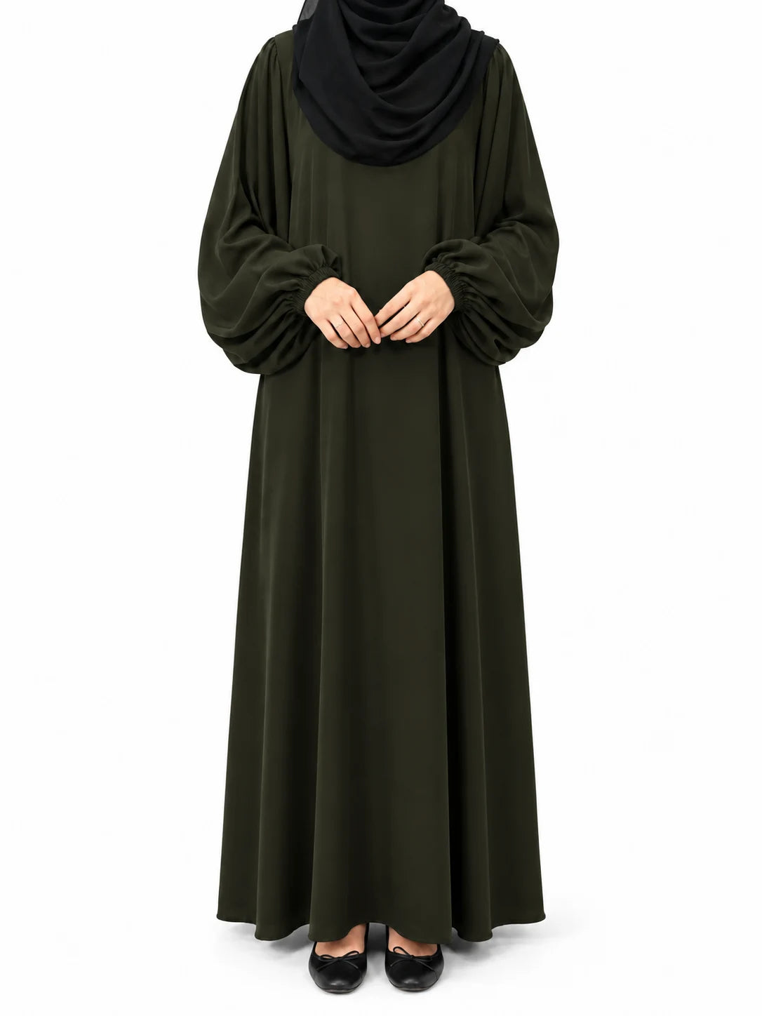 Olive Abaya With Baggy Sleeves