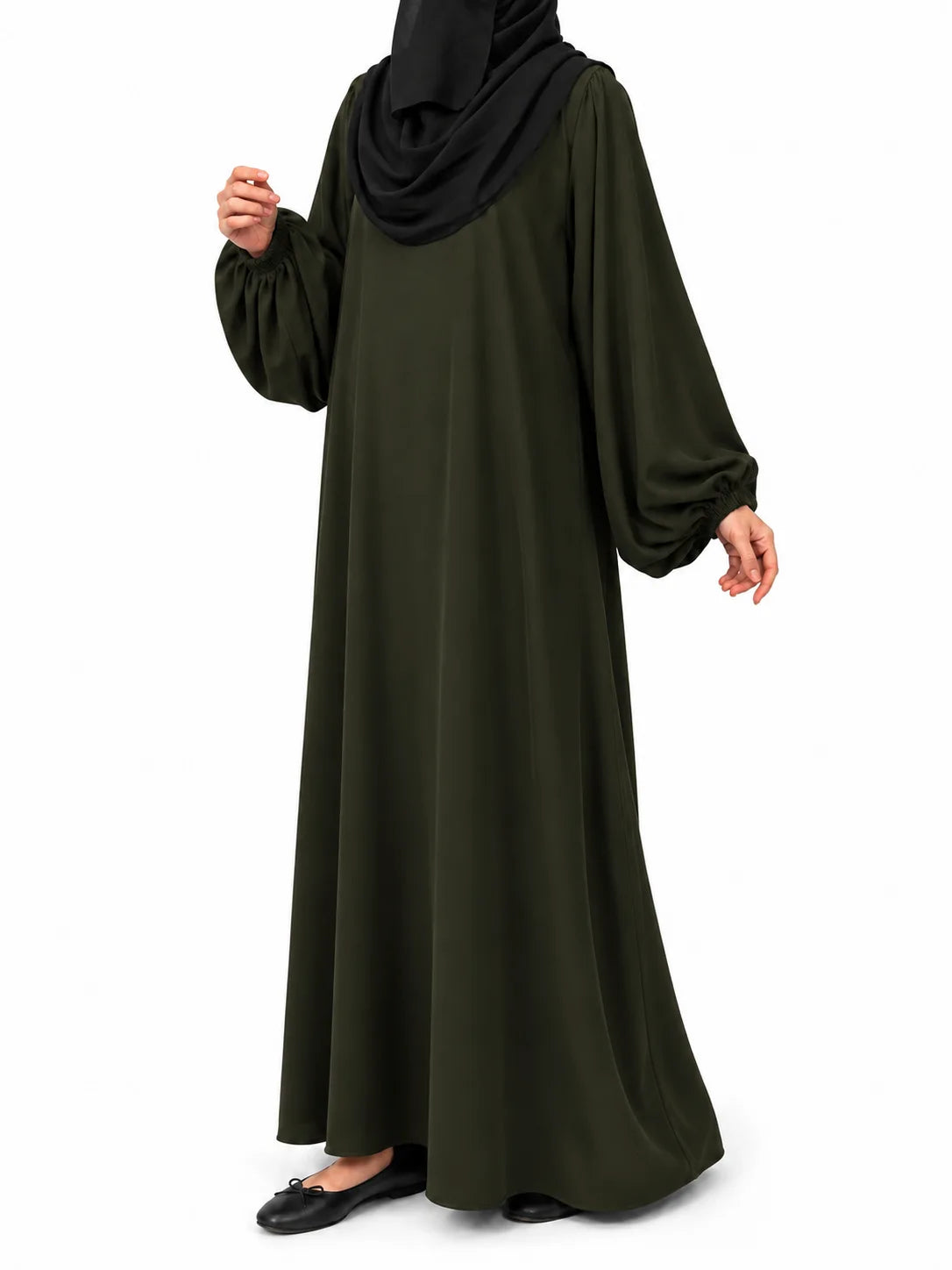 Olive Abaya With Baggy Sleeves