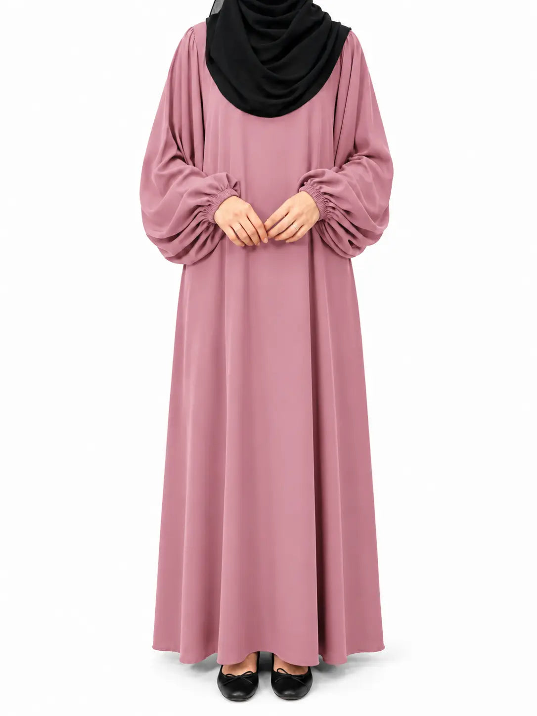 Pastel Pink Abaya With Baggy Sleeves