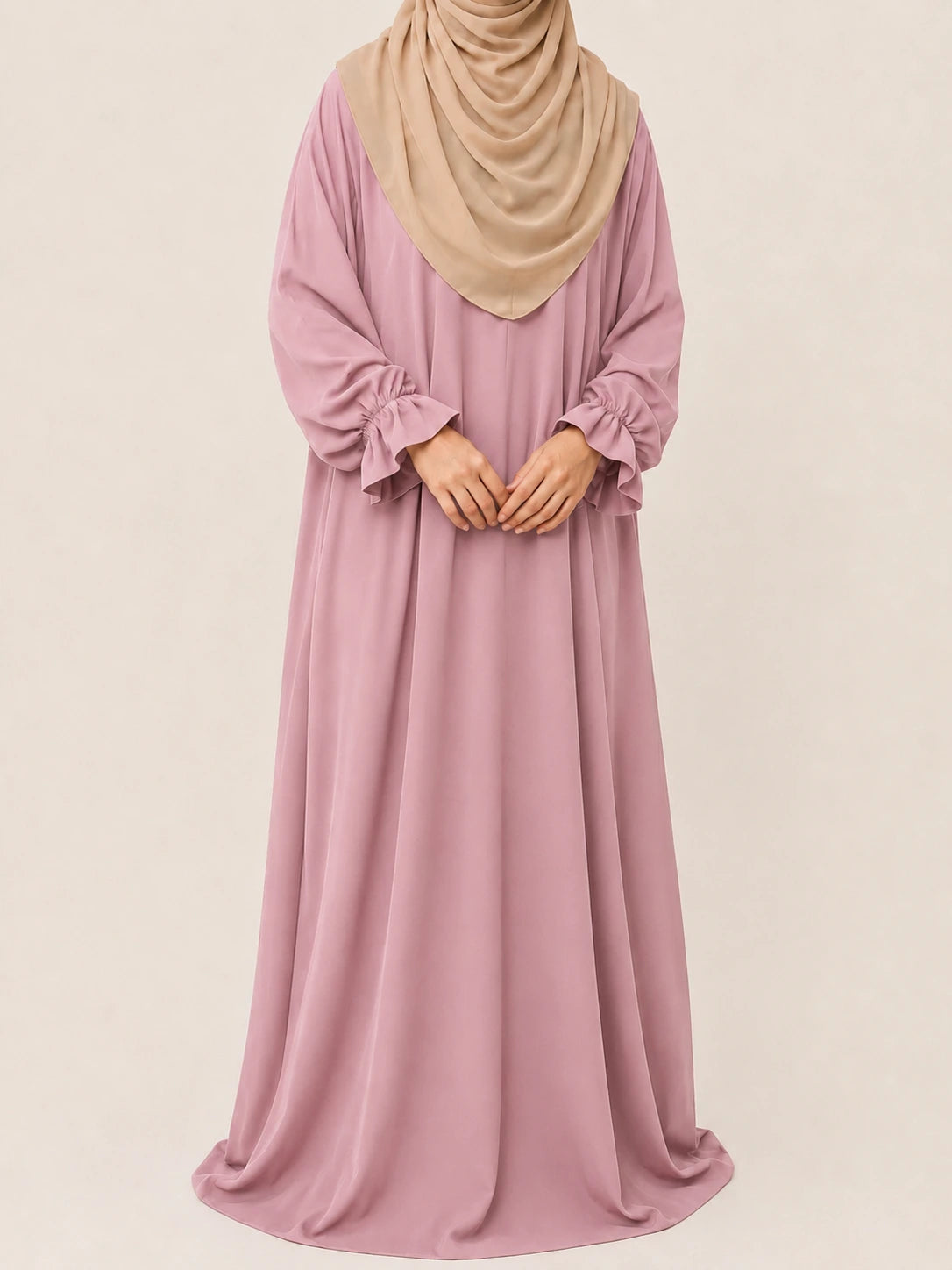 Basic Abaya With Flower Sleeves