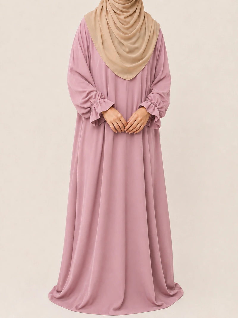 Basic Abaya With Flower Sleeves