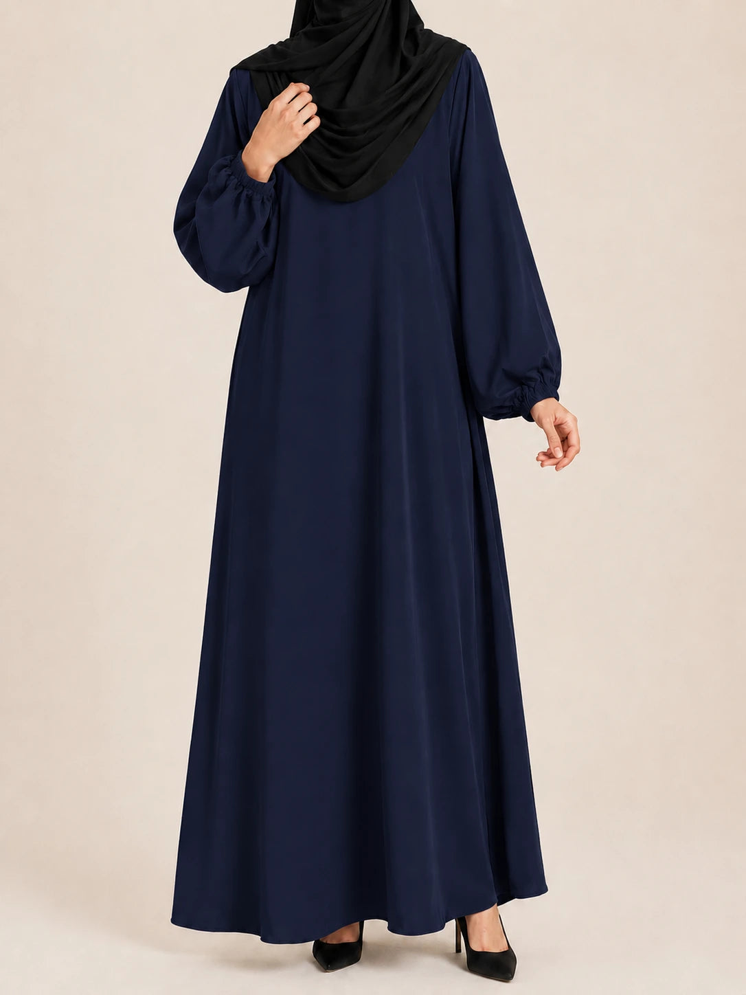 Basic Abaya With Elastic Sleeves