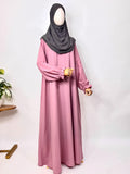 Pastel Pink Basic Abaya With Flower Sleeves