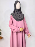 Pastel Pink Basic Abaya With Flower Sleeves