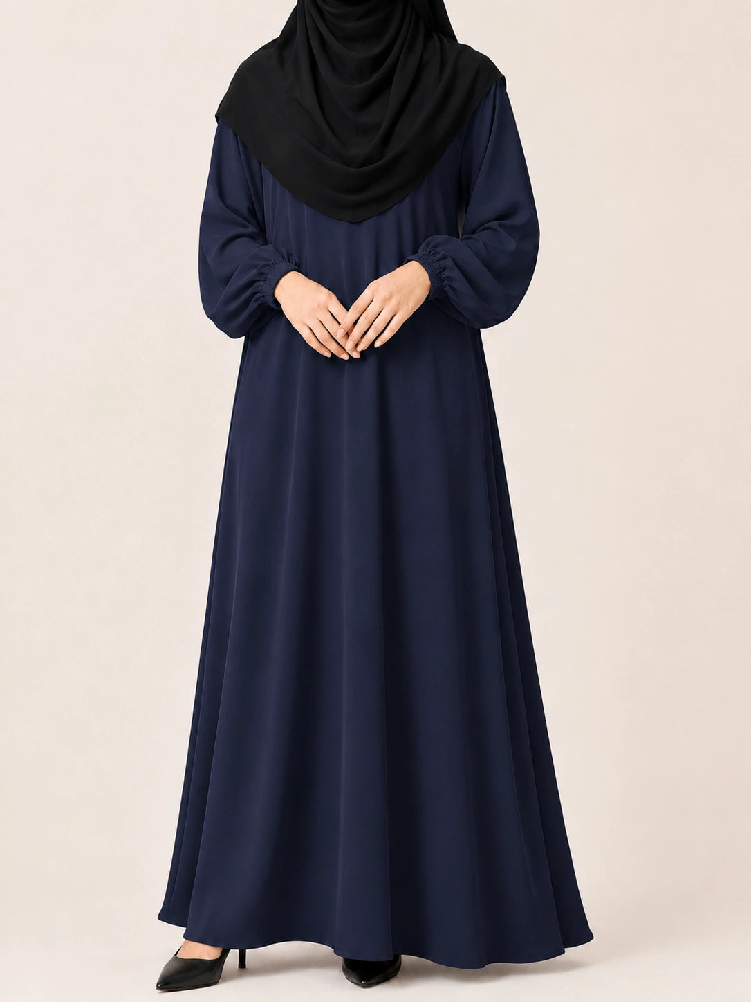 Basic Abaya With Elastic Sleeves