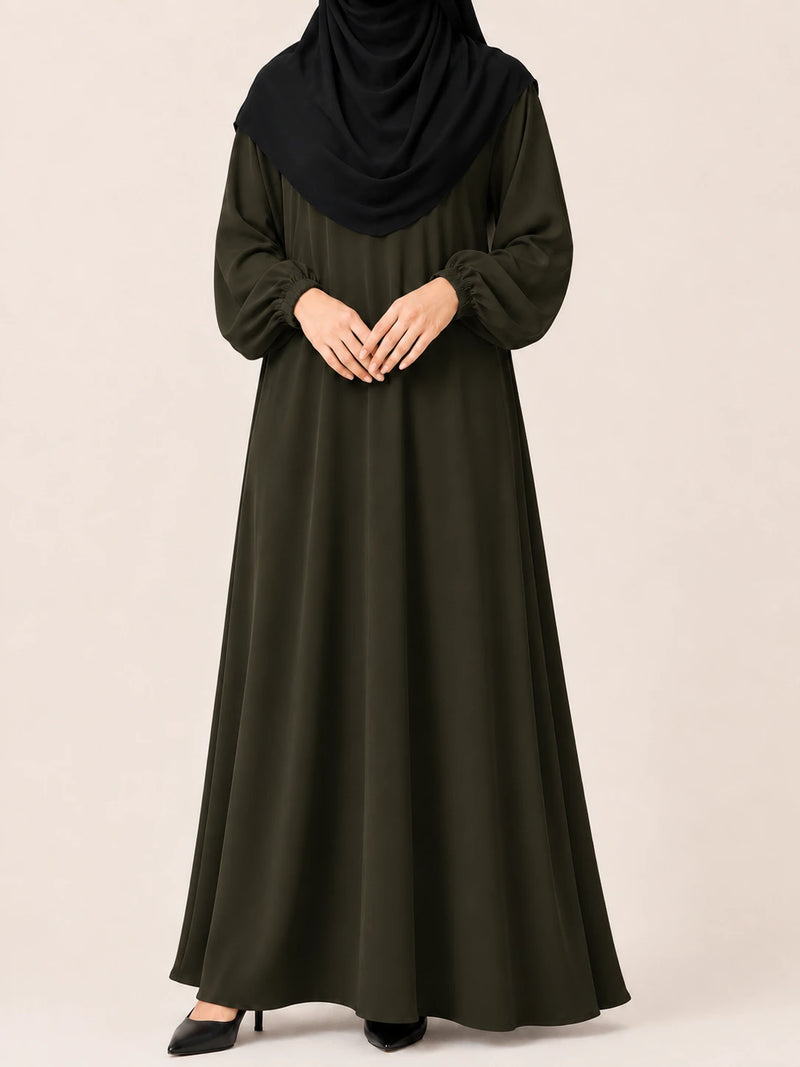 Basic Abaya With Elastic Sleeves