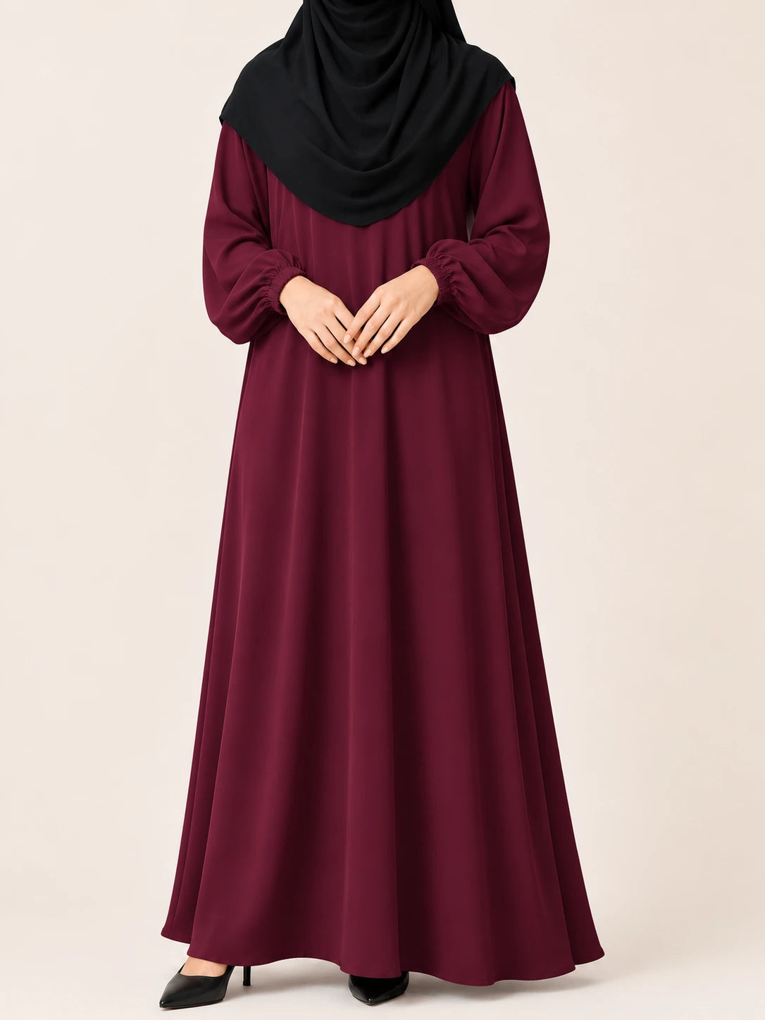 Basic Abaya With Elastic Sleeves