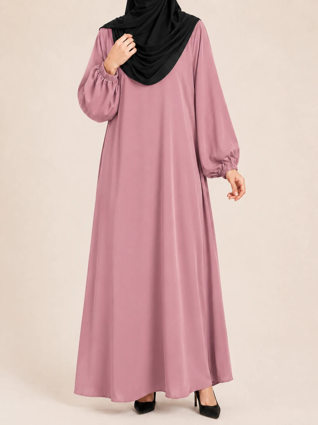 Basic Abaya With Elastic Sleeves
