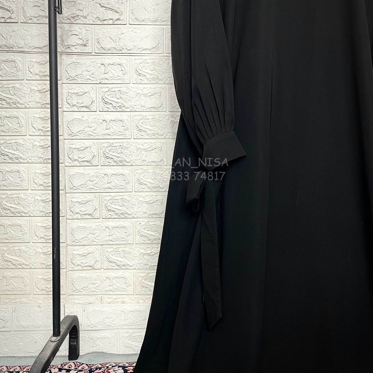 Black Ribbon Sleeves Abaya