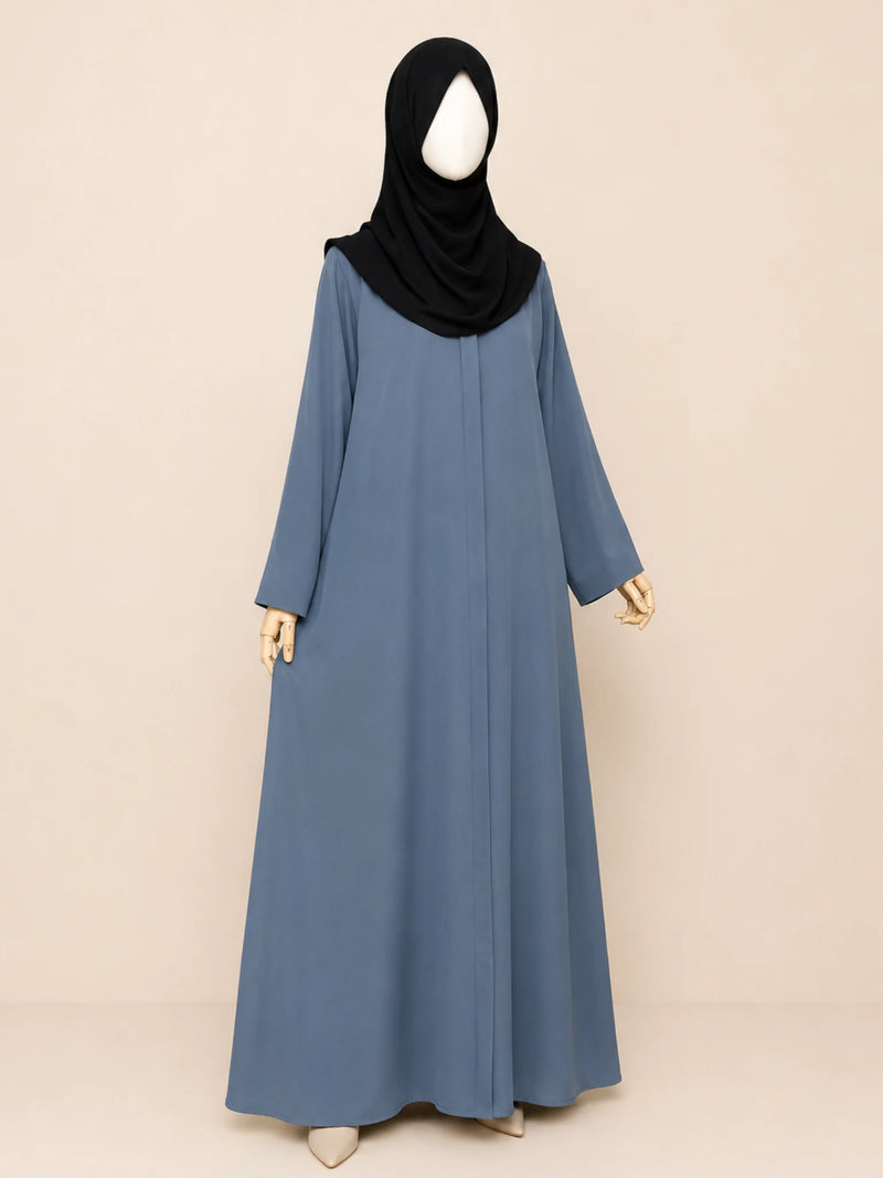Grey Front Open Abaya