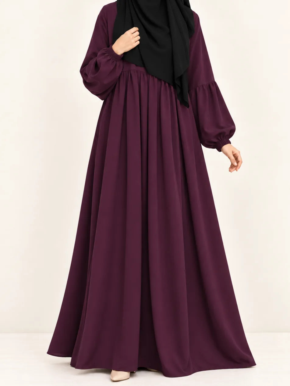 Frill abaya with pleated sleeves