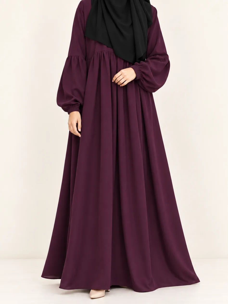 Frill abaya with pleated sleeves