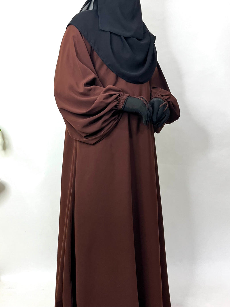 Dark Brown Basic Abaya With Baggy Sleeves