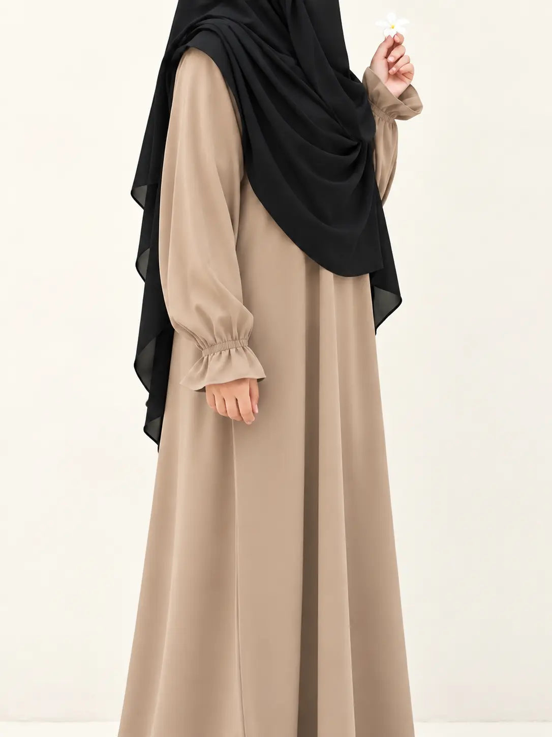 Basic Abaya With Flower Sleeves