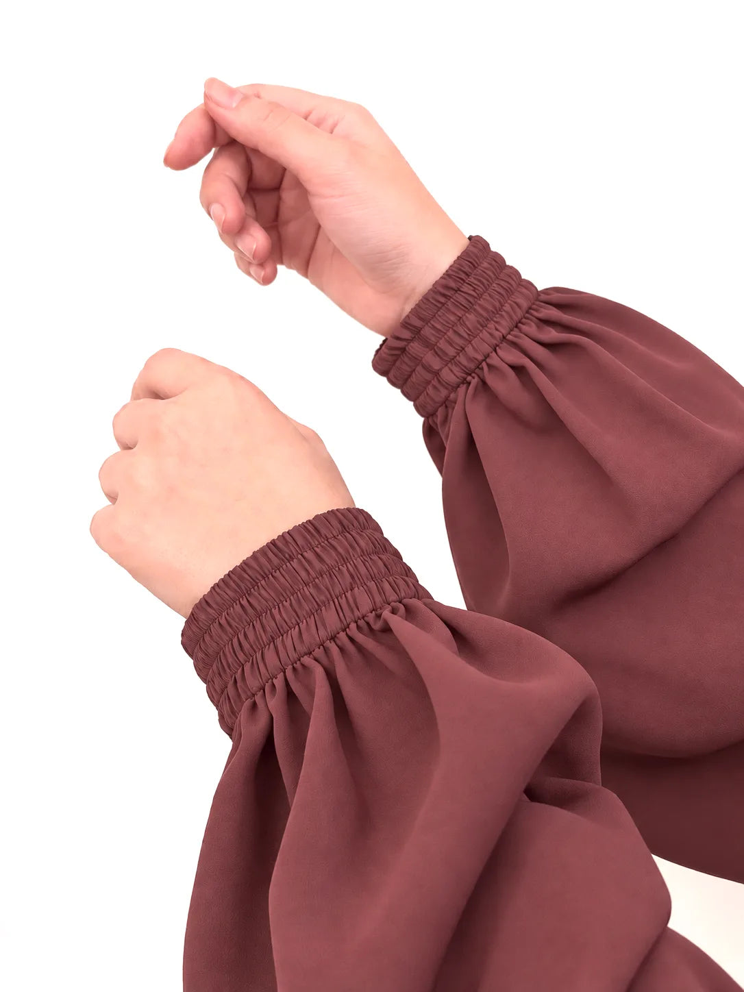 Pecan Basic Abaya With Elastic Sleeves