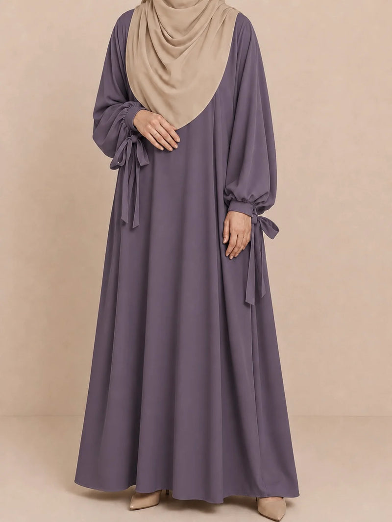 Lavender Ribbon Sleeves Abaya