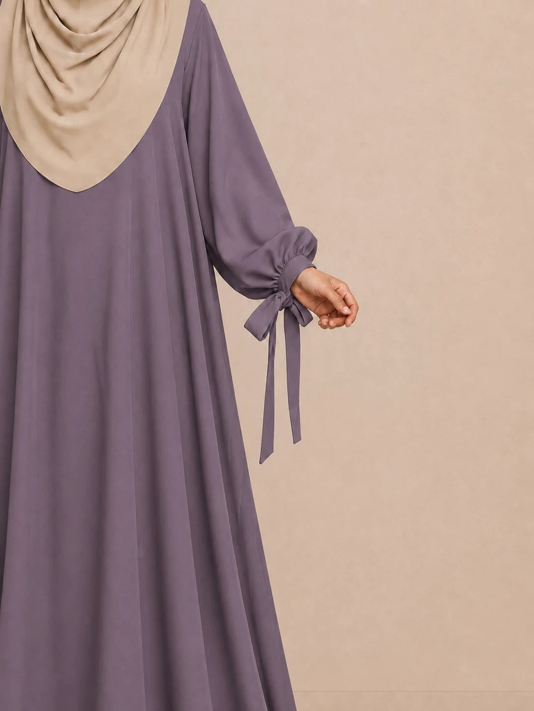 Lavender Ribbon Sleeves Abaya
