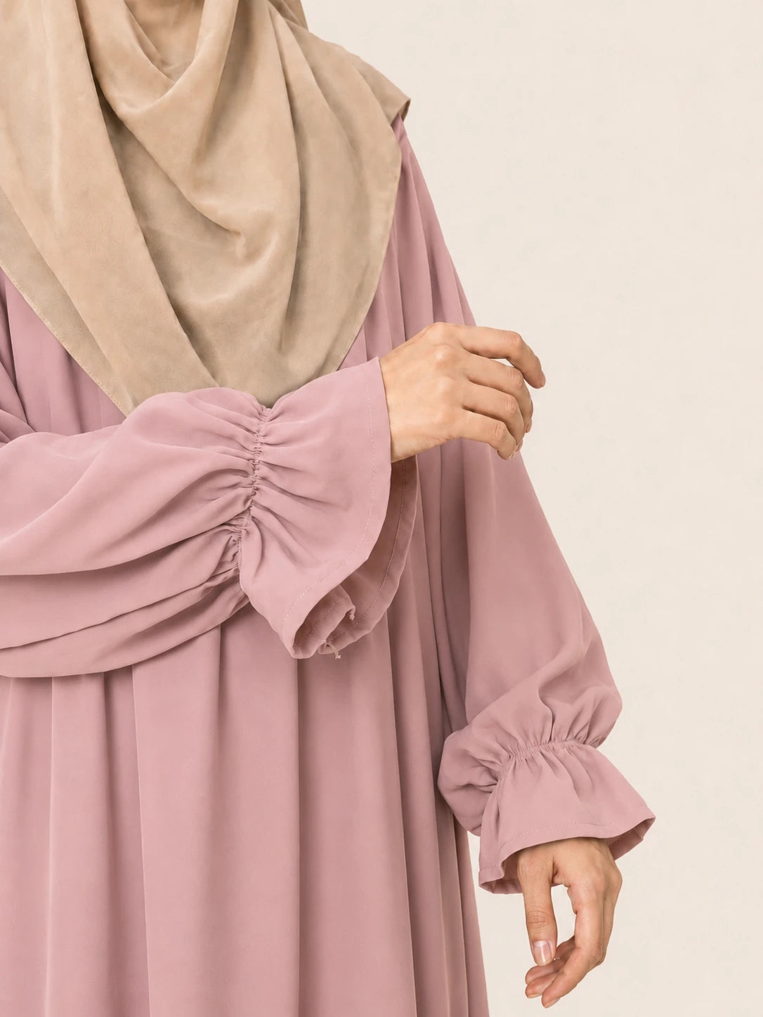 Basic Abaya With Flower Sleeves