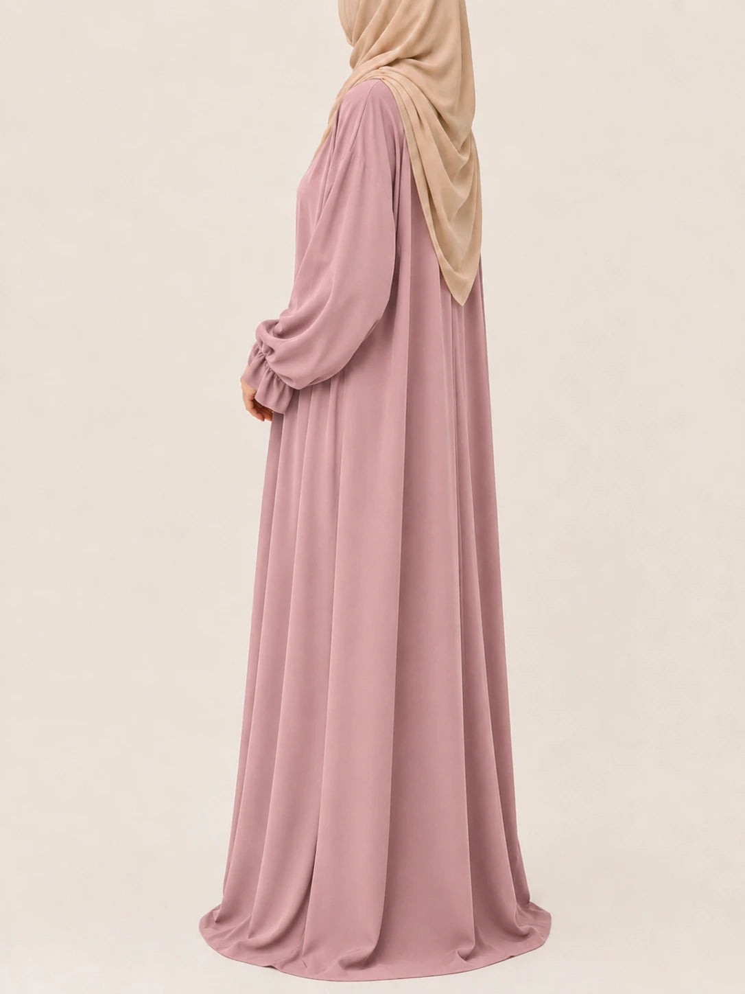 Basic Abaya With Flower Sleeves