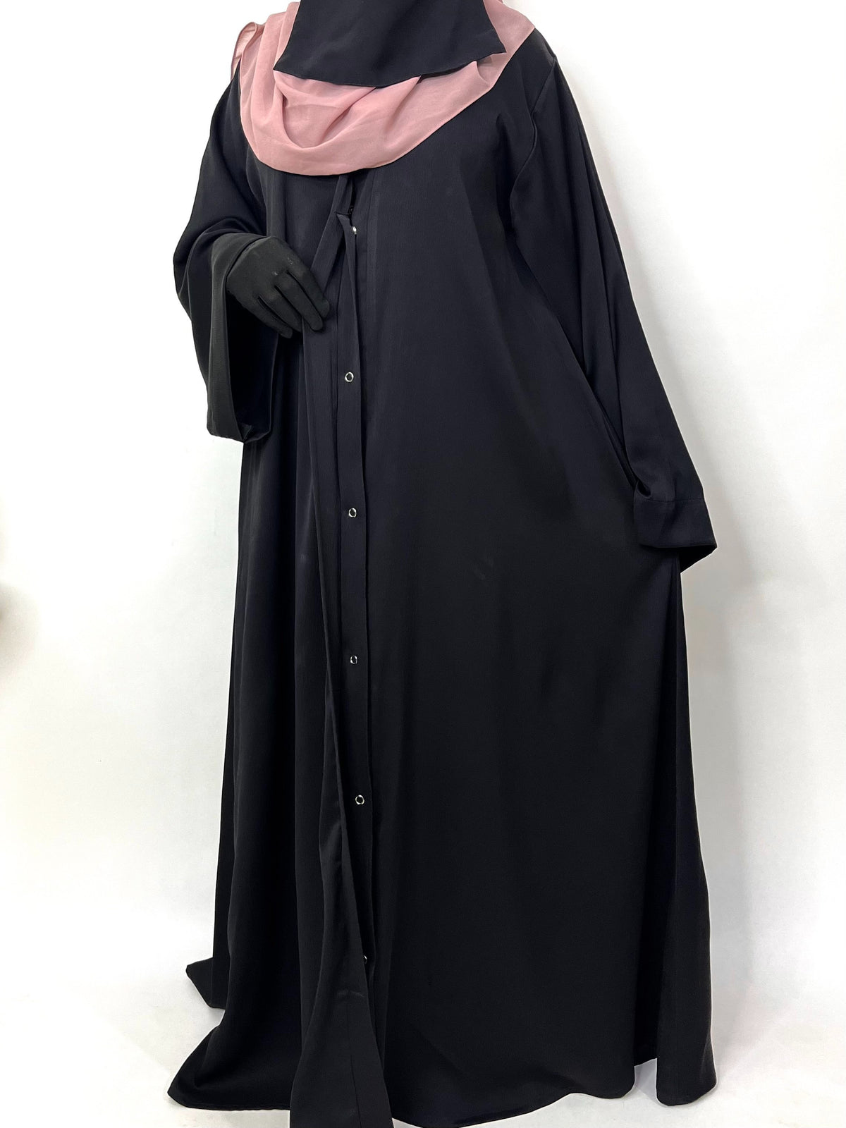 Black Front Open TikTok Abaya