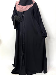 Black Front Open TikTok Abaya